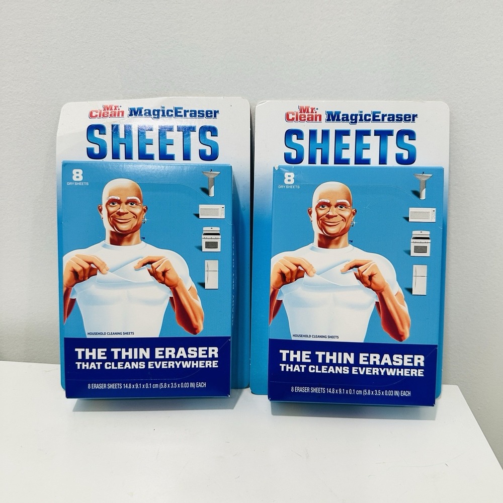 Mr Clean Magic Eraser Sheets 2 Packs of 8 Thin Household Cleaning Sheets 16 ct